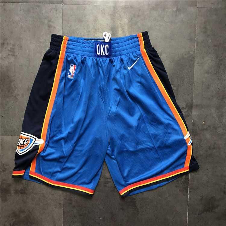 Men NBA Oklahoma City Thunder Blue Nike Shorts 0416